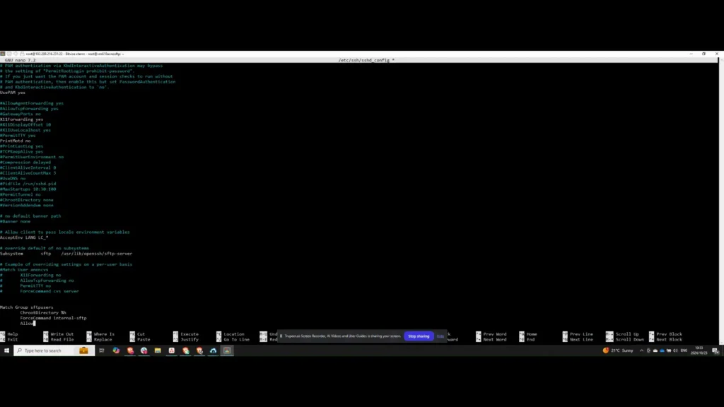 Step 9: Add SFTP User Override - How to Set Up SFTP Server on Ubuntu 22.04