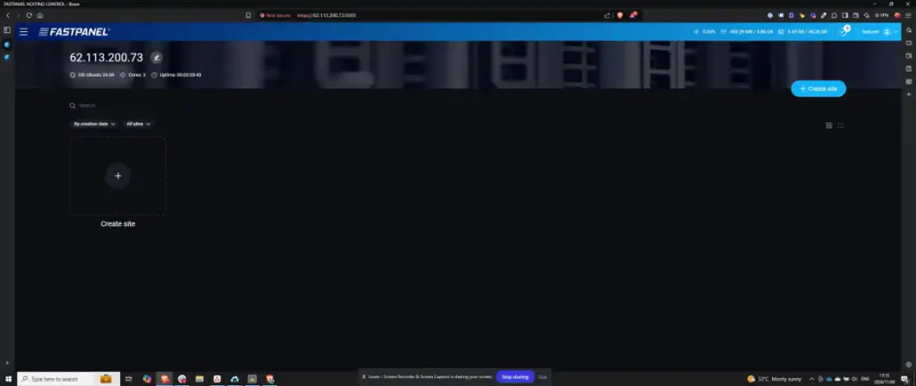 Step 7: Setup Complete - How to set up FastPanel on Ubuntu 24.04