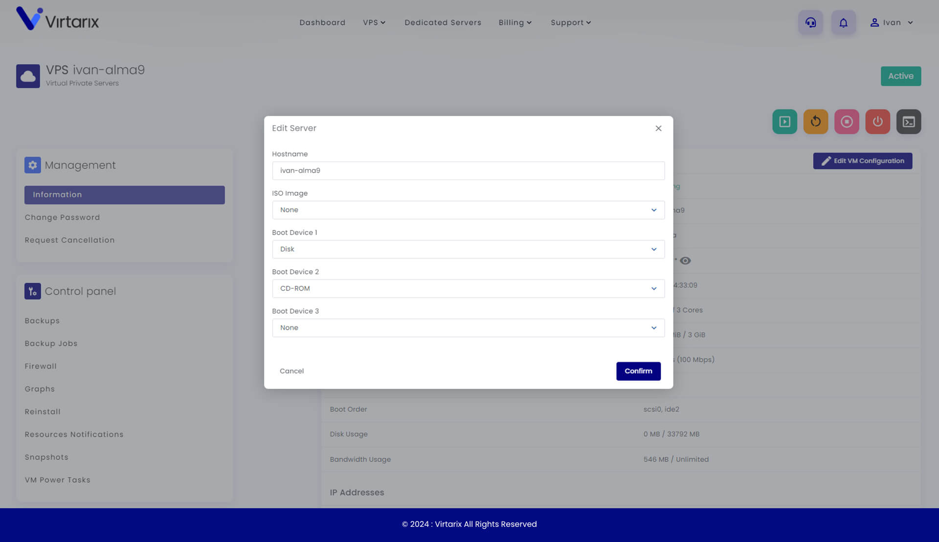 Management panel view 2
