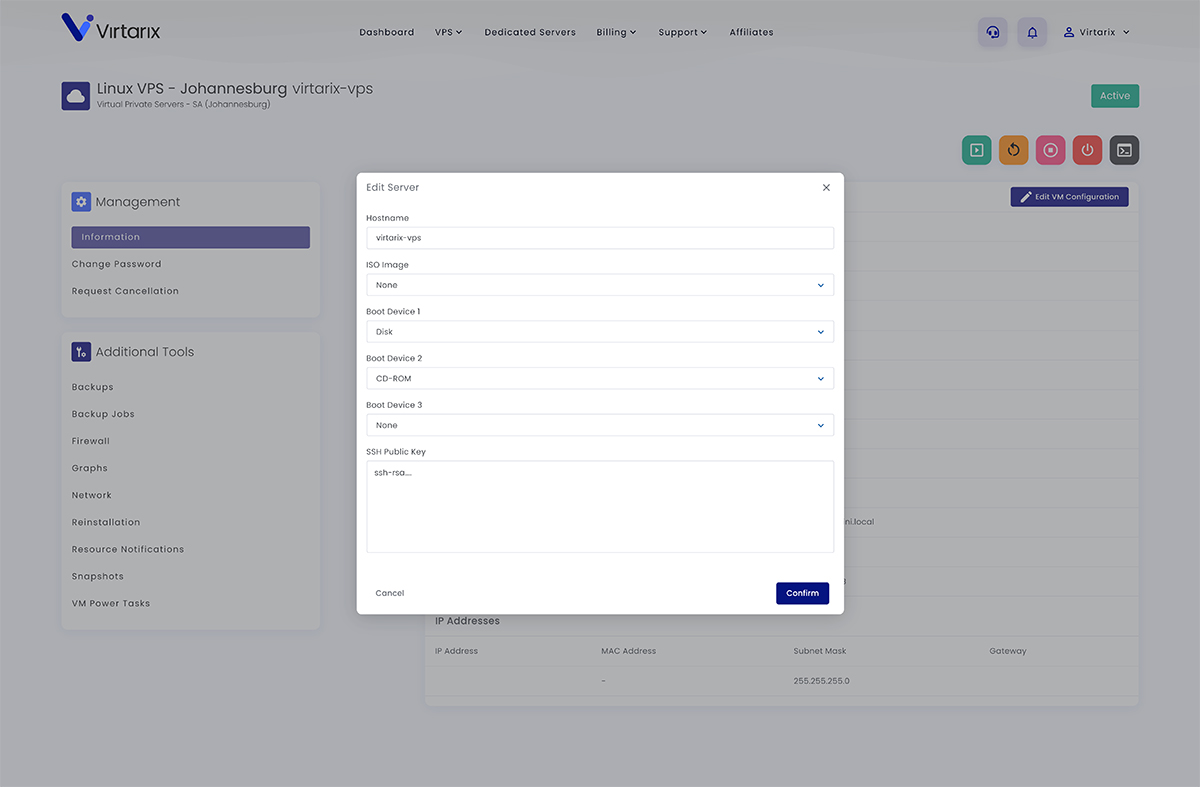Management panel view 1
